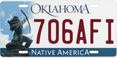OK license plate 706AFI