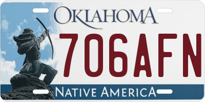 OK license plate 706AFN