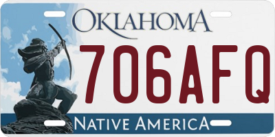 OK license plate 706AFQ