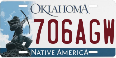 OK license plate 706AGW