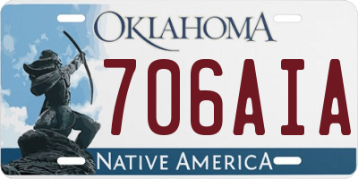 OK license plate 706AIA