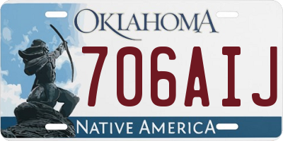 OK license plate 706AIJ