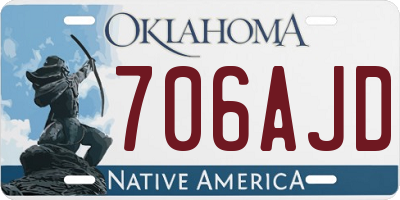 OK license plate 706AJD