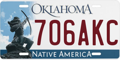 OK license plate 706AKC