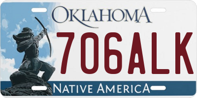 OK license plate 706ALK
