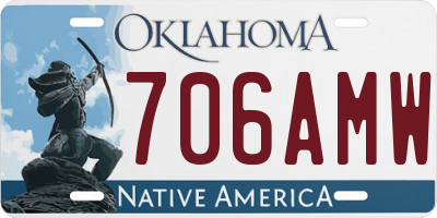 OK license plate 706AMW