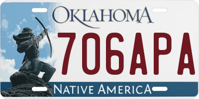 OK license plate 706APA