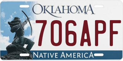 OK license plate 706APF