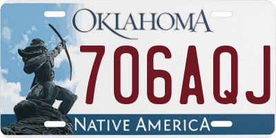 OK license plate 706AQJ