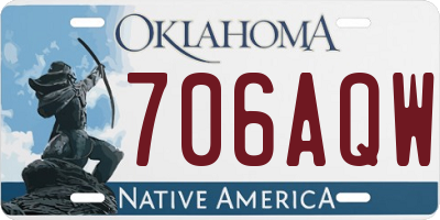 OK license plate 706AQW