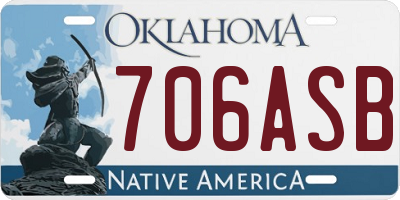 OK license plate 706ASB