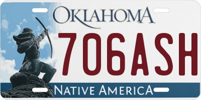 OK license plate 706ASH