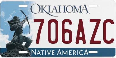 OK license plate 706AZC