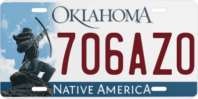 OK license plate 706AZO