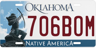 OK license plate 706BOM