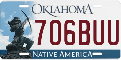 OK license plate 706BUU