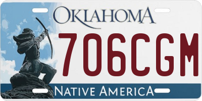 OK license plate 706CGM