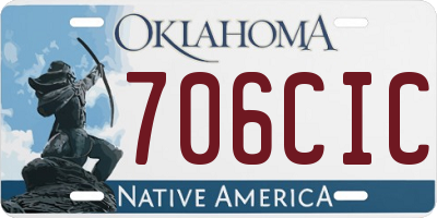 OK license plate 706CIC