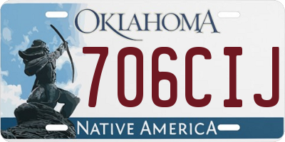 OK license plate 706CIJ