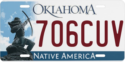 OK license plate 706CUV