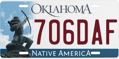 OK license plate 706DAF