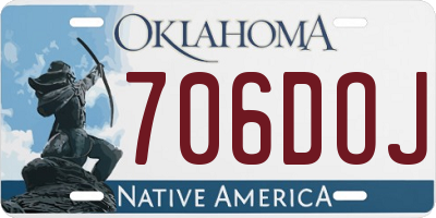 OK license plate 706DOJ