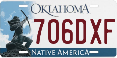 OK license plate 706DXF