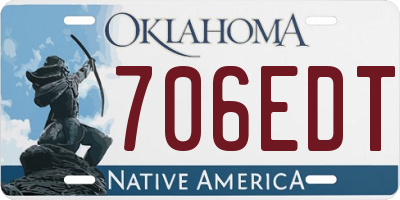 OK license plate 706EDT