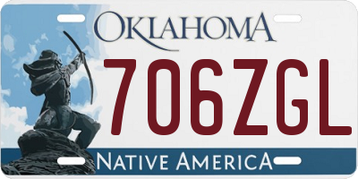 OK license plate 706ZGL