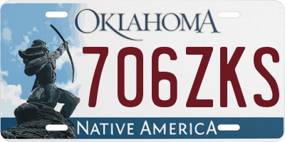 OK license plate 706ZKS