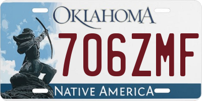 OK license plate 706ZMF