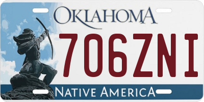OK license plate 706ZNI