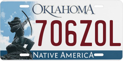 OK license plate 706ZOL