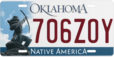 OK license plate 706ZOY