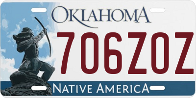 OK license plate 706ZOZ