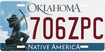 OK license plate 706ZPC
