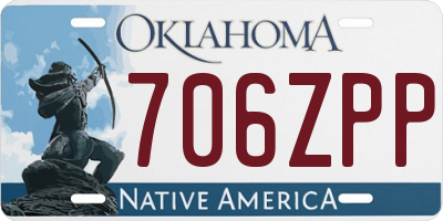 OK license plate 706ZPP