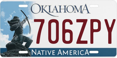 OK license plate 706ZPY