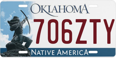 OK license plate 706ZTY