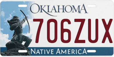 OK license plate 706ZUX
