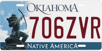 OK license plate 706ZVR
