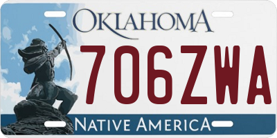 OK license plate 706ZWA