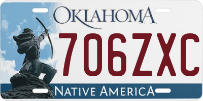 OK license plate 706ZXC