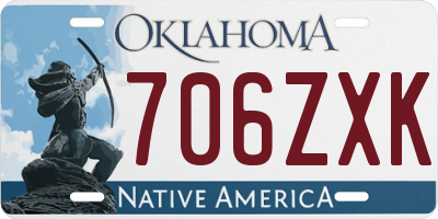 OK license plate 706ZXK
