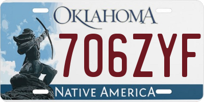 OK license plate 706ZYF