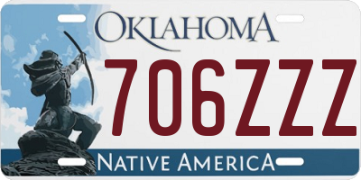 OK license plate 706ZZZ