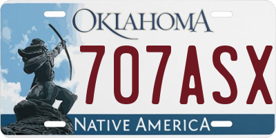 OK license plate 707ASX