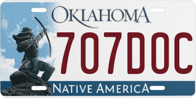 OK license plate 707DOC