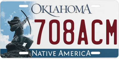 OK license plate 708ACM
