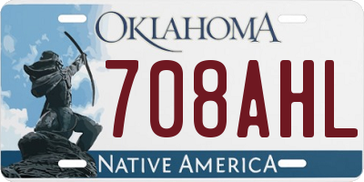 OK license plate 708AHL